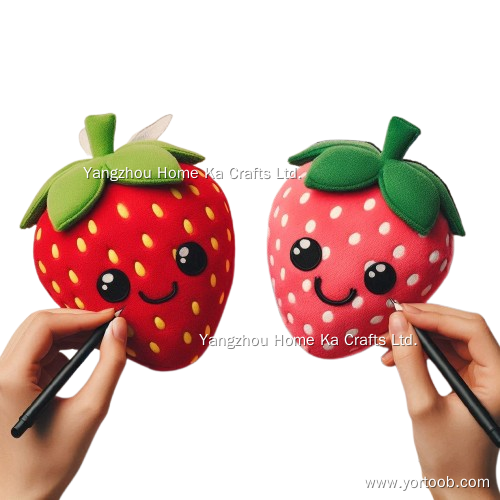 Custom Plush Doll Low MOQ from Hand Drawing Cute Smile Plush Toys 20cm Strawberry Plush 10