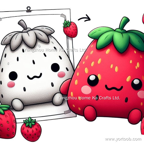 Custom Plush Doll Low MOQ from Hand Drawing Cute Smile Plush Toys 20cm Strawberry Plush 13