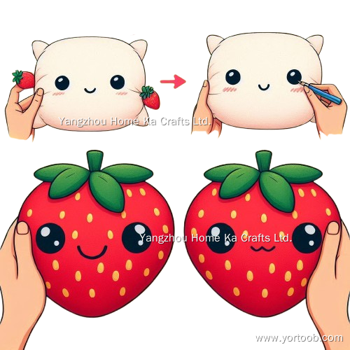 Custom Plush Doll Low MOQ from Hand Drawing Cute Smile Plush Toys 20cm Strawberry Plush 12