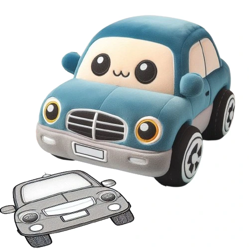 Kawaii Soft Toys Custom Plush Car Toy Cute Big Eyes Smiling Cartoon Throw Pillow 1