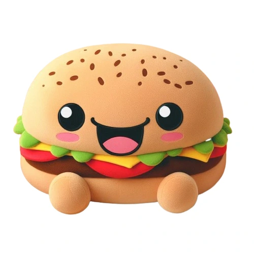 Customized Cartoon Throw Pillow Smiling Mascot Doll Plush Custom Stuffed Hamburger Pillow 1