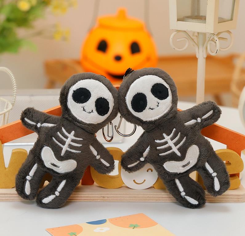 Colgante de esqueleto de Halloween para bolsas, muñeco de peluche de esqueleto de Halloween, colgante para bolso, llavero de peluche bonito. 11