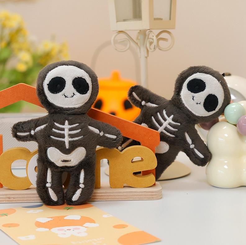 Colgante de esqueleto de Halloween para bolsas, muñeco de peluche de esqueleto de Halloween, colgante para bolso, llavero de peluche bonito. 10