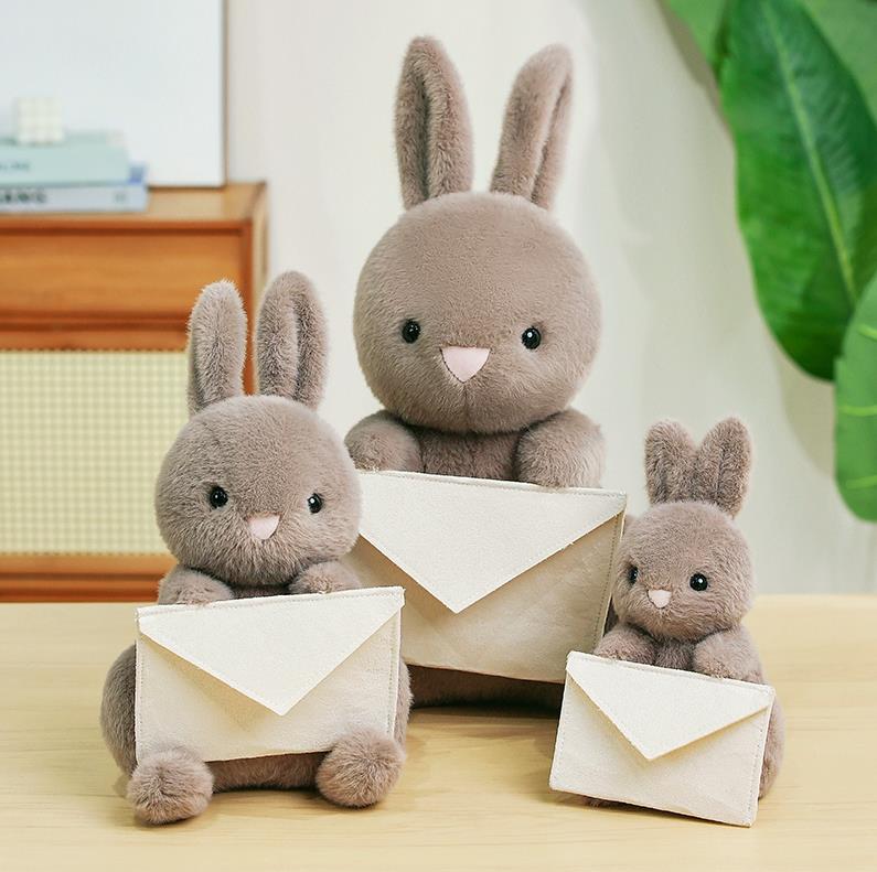 Gray Rabbit With Envelope Bunny Stuffed Animal Toys Plush Doll Baby Kids Gift 10