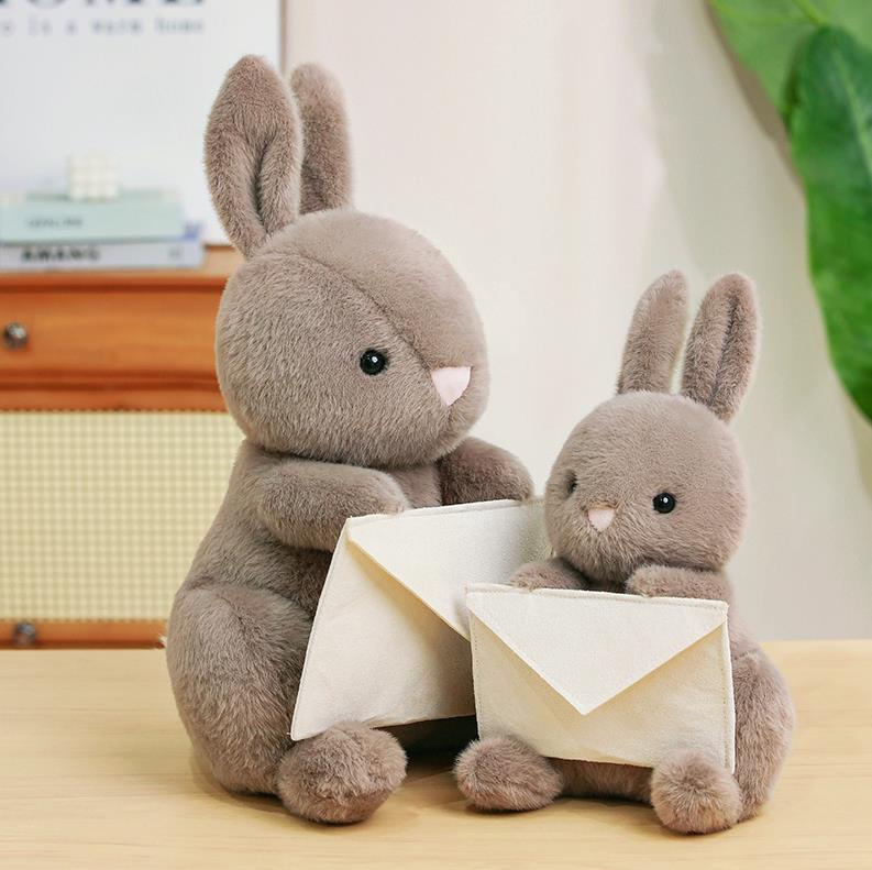 Gray Rabbit With Envelope Bunny Stuffed Animal Toys Plush Doll Baby Kids Gift 9