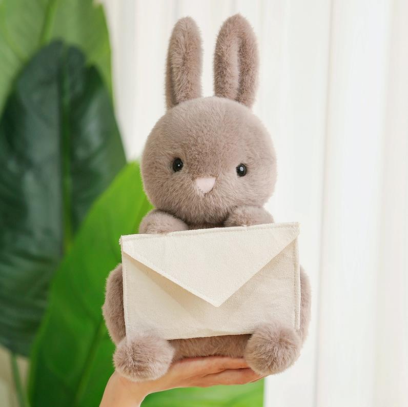 Gray Rabbit With Envelope Bunny Stuffed Animal Toys Plush Doll Baby Kids Gift 11