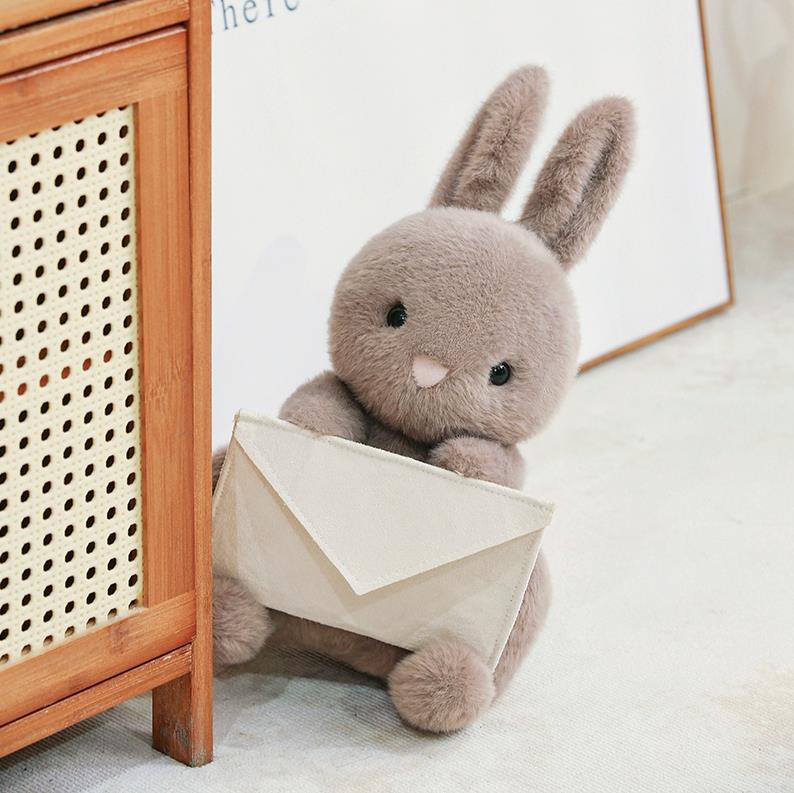 Gray Rabbit With Envelope Bunny Stuffed Animal Toys Plush Doll Baby Kids Gift 13