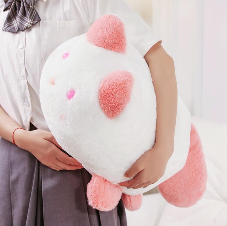 Peluche de gato rosa y morado para niña, cojín decorativo para el hogar 16