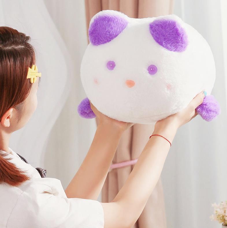 Peluche de gato rosa y morado para niña, cojín decorativo para el hogar 17