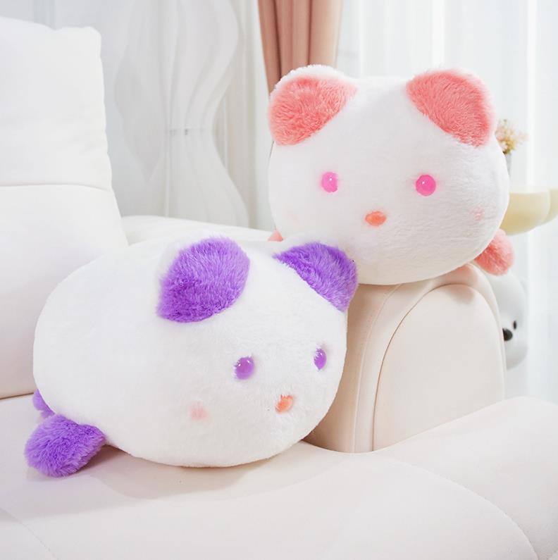 Peluche de gato rosa y morado para niña, cojín decorativo para el hogar 19