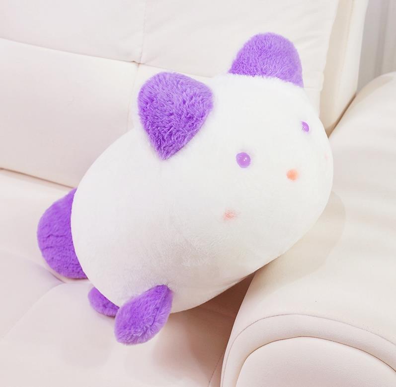 Peluche de gato rosa y morado para niña, cojín decorativo para el hogar 20