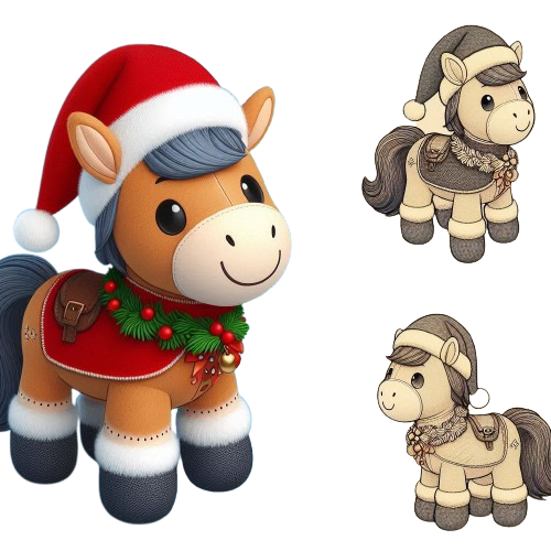 Customized Christmas Plush Horse Stuffed Animal with Hat Custom Dolls for Kids 9