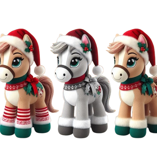Customized Christmas Plush Horse Stuffed Animal with Hat Custom Dolls for Kids 7