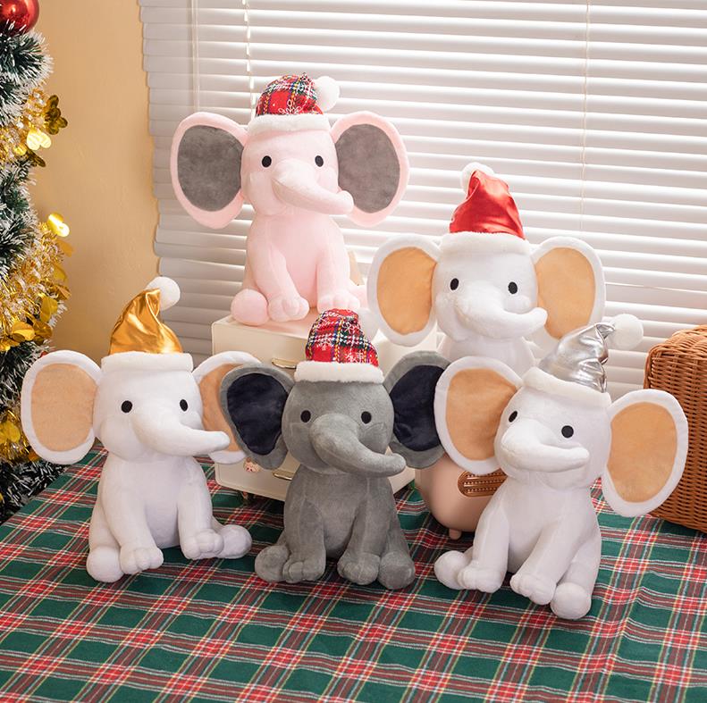 Super Cute Chirtsmas Elephant Stuffed Animal Toys Holiday Gift Lovely Elephant Plush Toy Doll 8