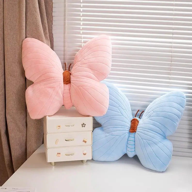 Pink And Blue Butterfly Pillows Cute Home Sofa Decoration Butterfly Plush Toy Cushion 1