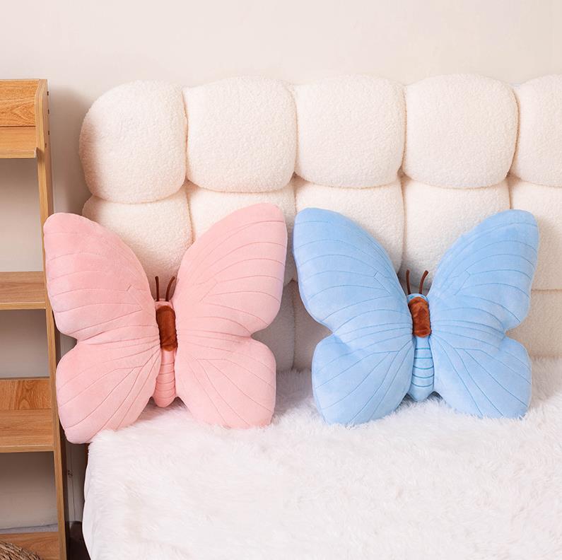 Pink And Blue Butterfly Pillows Cute Home Sofa Decoration Butterfly Plush Toy Cushion 10