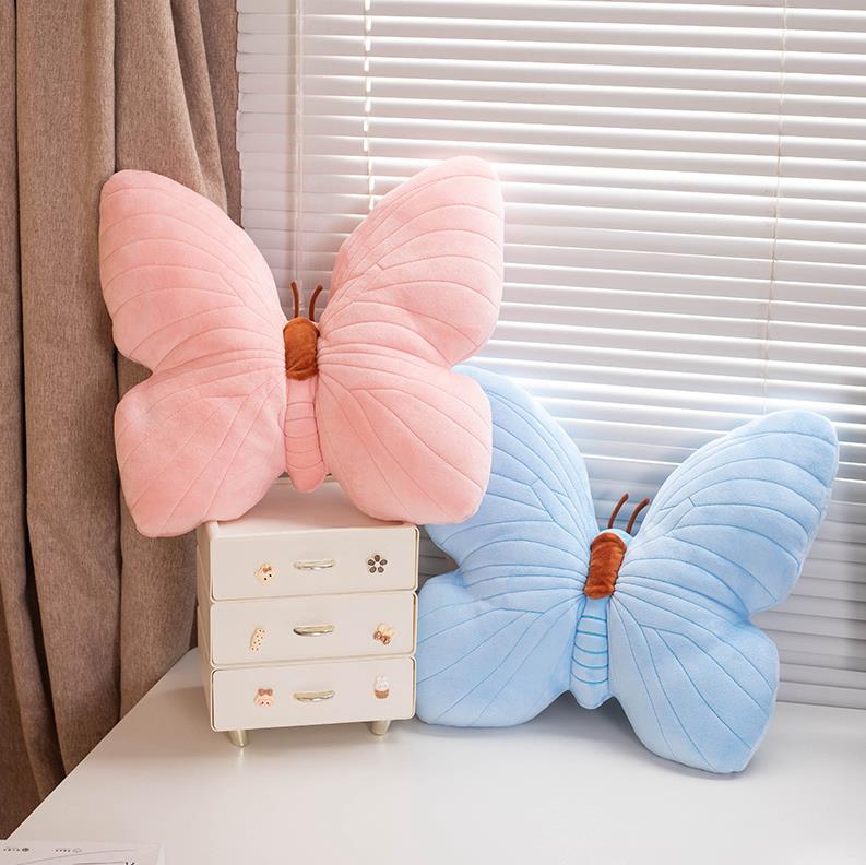 Pink And Blue Butterfly Pillows Cute Home Sofa Decoration Butterfly Plush Toy Cushion 12
