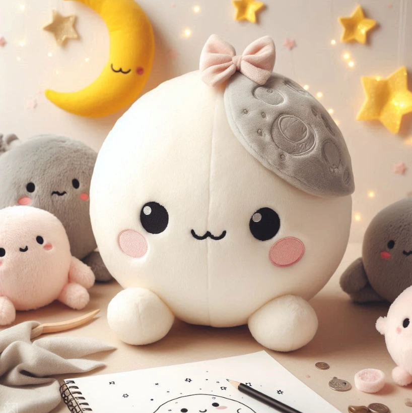 Custom stuffed plush toy custom moon doll keychain plush pillow with company logo embroidered.2 1