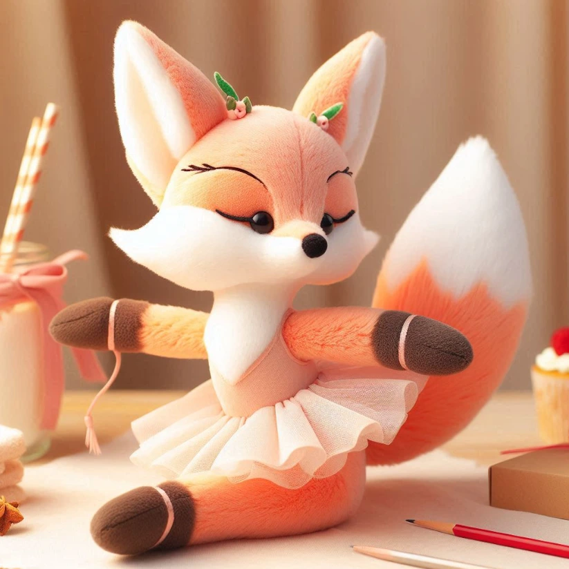 Custom stuffed plush toy custom dancer fox doll keychain plush pillow with company logo embroidered.2 1