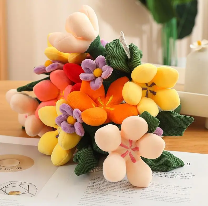 Super Soft Holding flowers Plush Toy Beautiful Flower Stuffed Toys Holiday Gifts For Girls 1