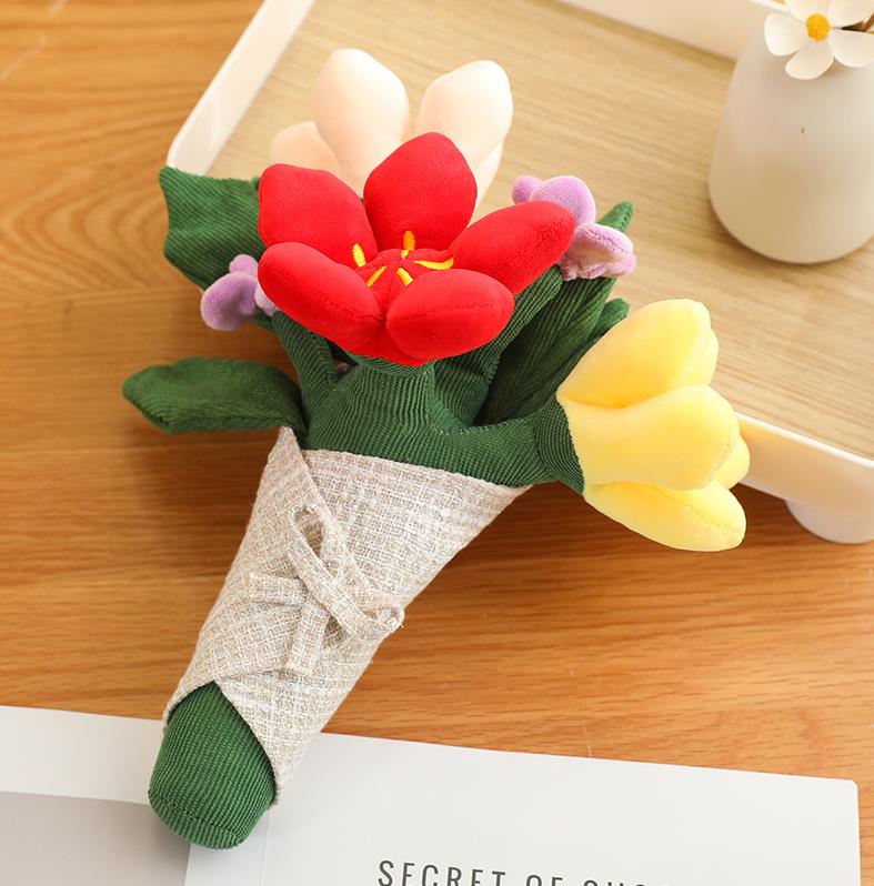 Super Soft Holding flowers Plush Toy Beautiful Flower Stuffed Toys Holiday Gifts For Girls 8