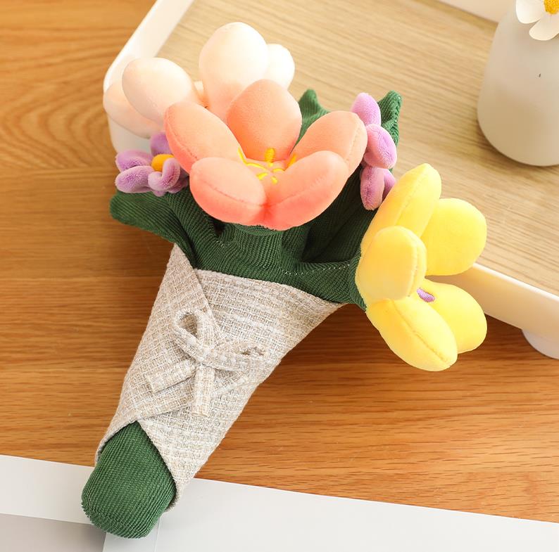 Super Soft Holding flowers Plush Toy Beautiful Flower Stuffed Toys Holiday Gifts For Girls 10