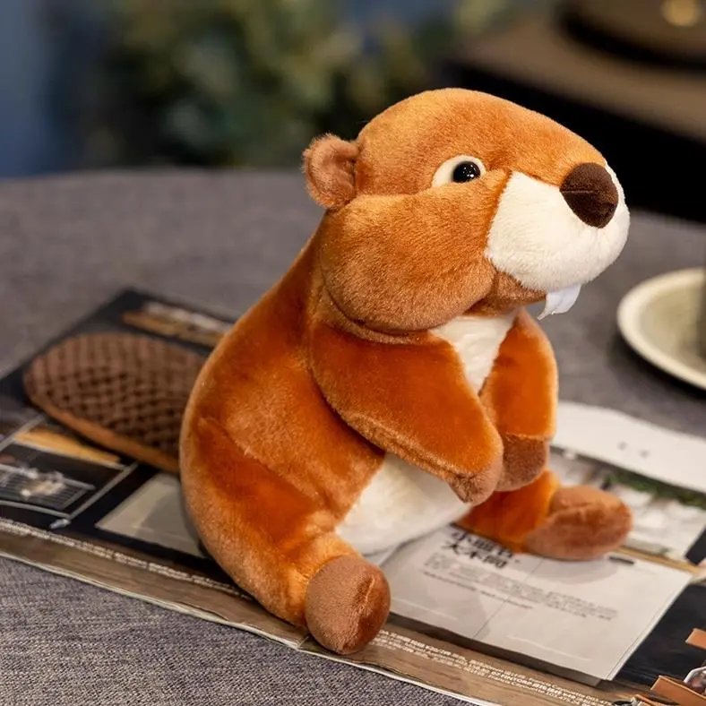 Dark Brown Cute simulation groundhog stuffed animal toys Beaver Plush Toy Wild Animals Plushie 1