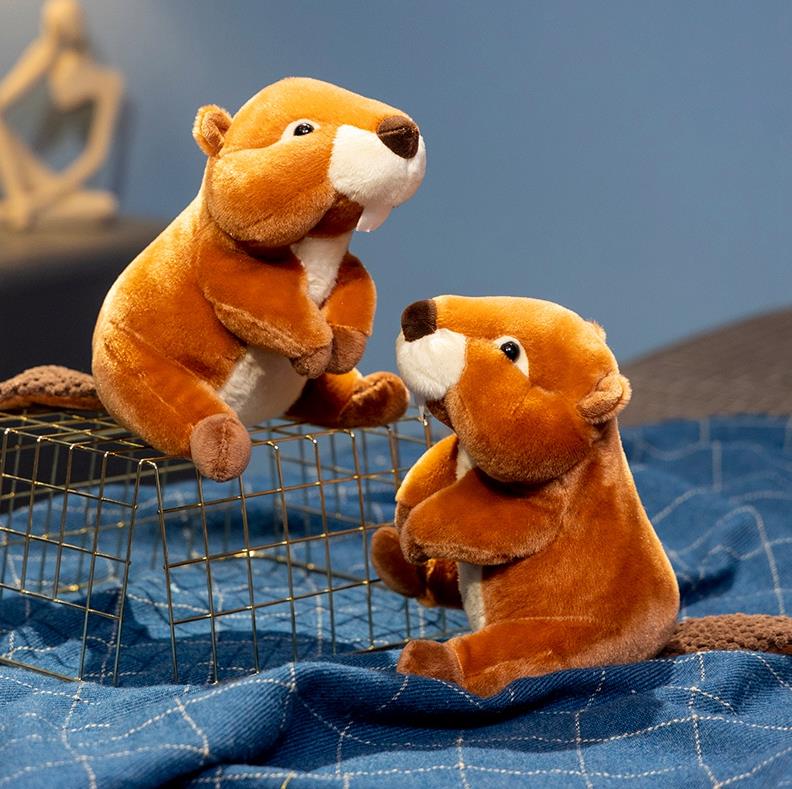 Dark Brown Cute simulation groundhog stuffed animal toys Beaver Plush Toy Wild Animals Plushie 8