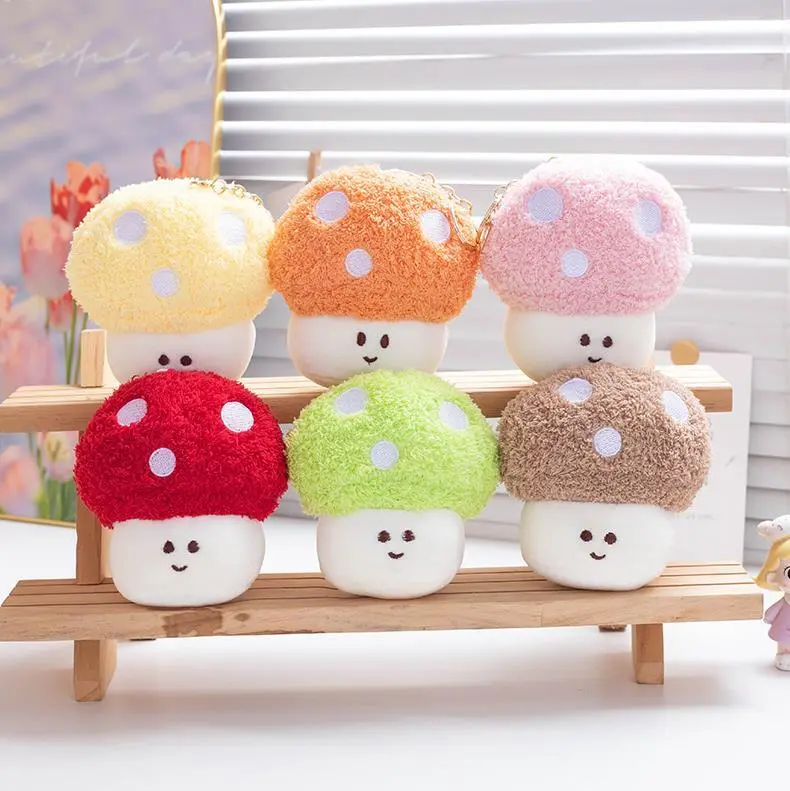 Small Size Cute Mushroom Plush Keychain Stuffed Toys Colourful Mushroon Plush Toy 1