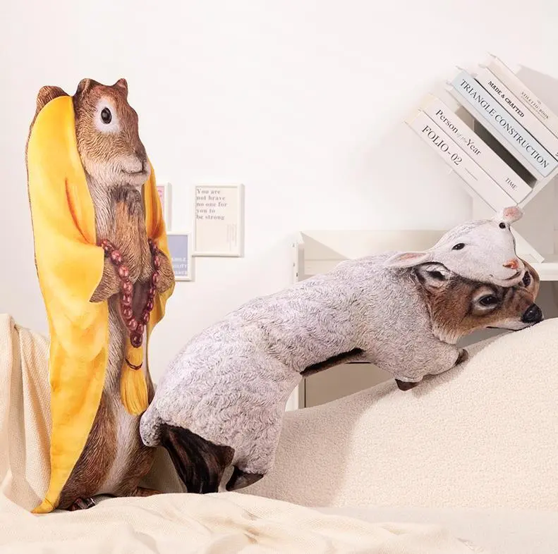 Lifelike Wolf Stuffed Plush Toy With Cloth Printing Wolf Long Pillows Sofa Bed Cushion 1