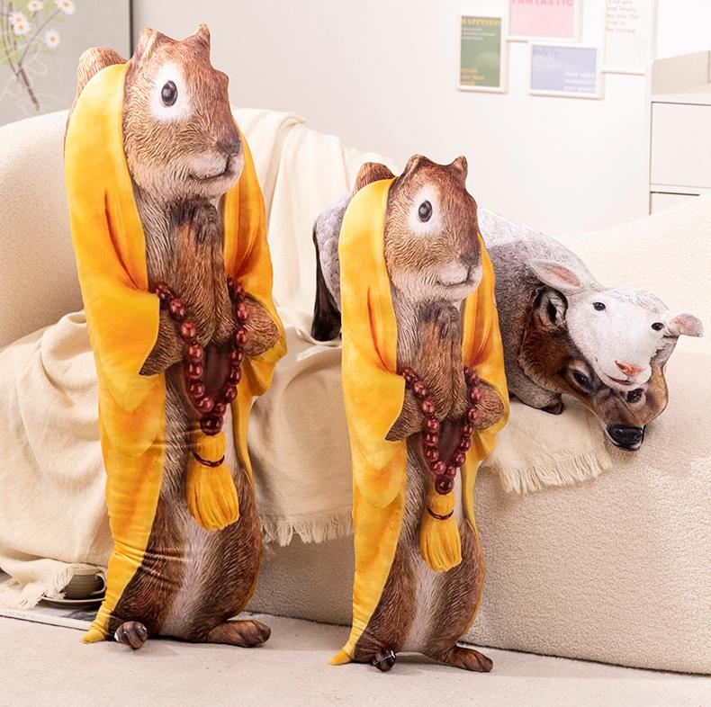 Lifelike Wolf Stuffed Plush Toy With Cloth Printing Wolf Long Pillows Sofa Bed Cushion 10