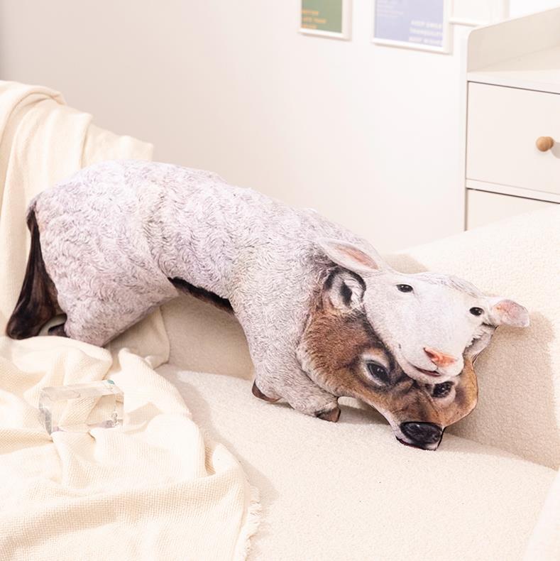 Lifelike Wolf Stuffed Plush Toy With Cloth Printing Wolf Long Pillows Sofa Bed Cushion 11