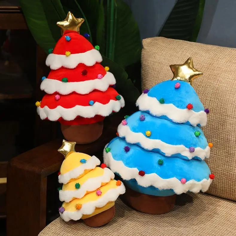 New Design Colourful Christmas Tree Plush Toy Children Kids Holiday Gifts Party Decoration 1