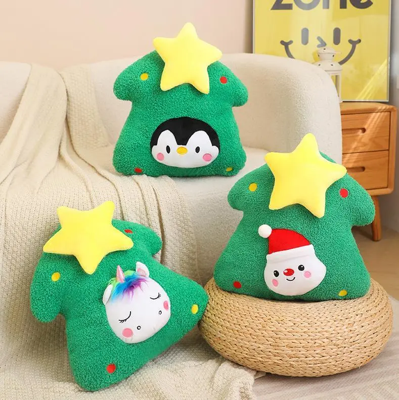 Creative Christmas Tree Plush Pillow Unicorn Elk Santa Claus Stuffed Toys Home Deocration 1