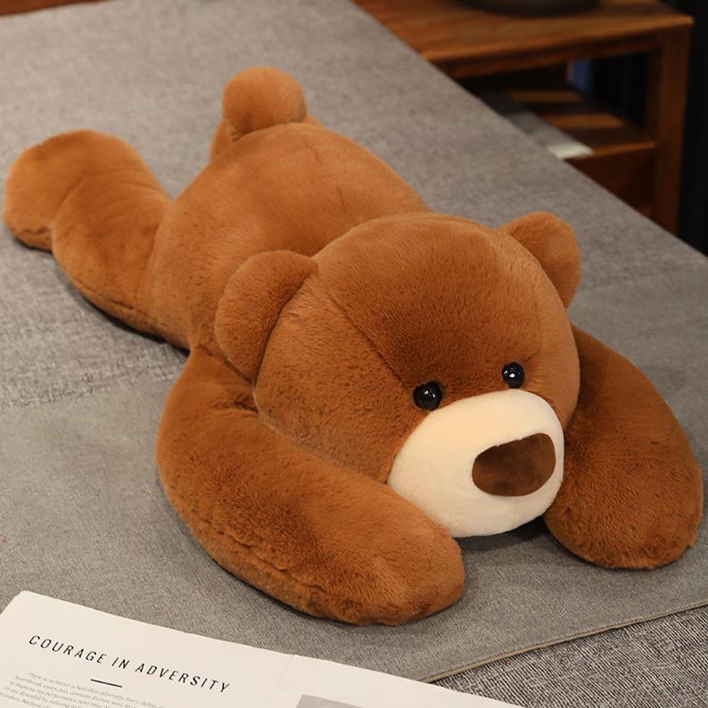 Customized Dark Brown Teddy Bear Stuffed Animal Toys Plush Bears Long Pillow Baby Girl Sleeping Cushion 8