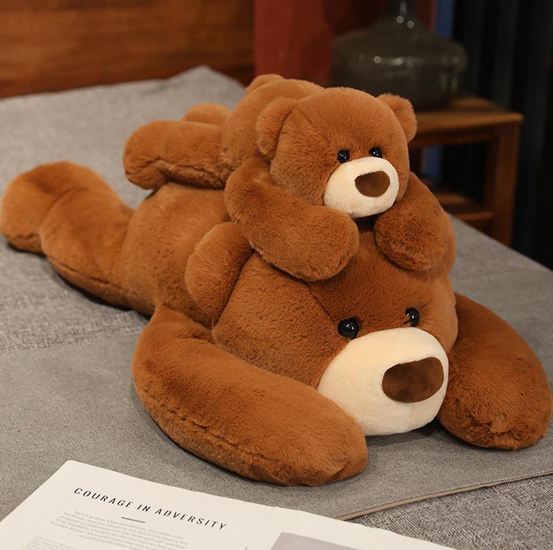 Customized Dark Brown Teddy Bear Stuffed Animal Toys Plush Bears Long Pillow Baby Girl Sleeping Cushion 13