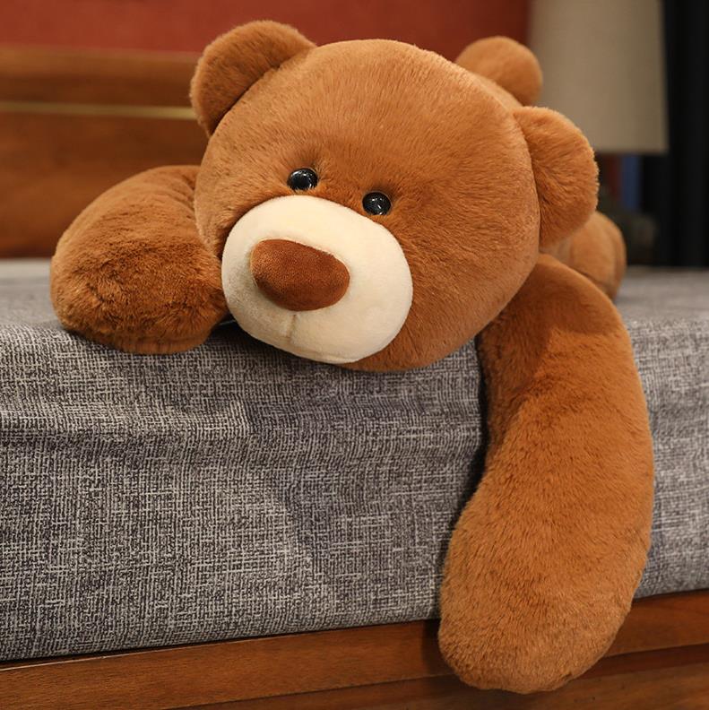 Customized Dark Brown Teddy Bear Stuffed Animal Toys Plush Bears Long Pillow Baby Girl Sleeping Cushion 9