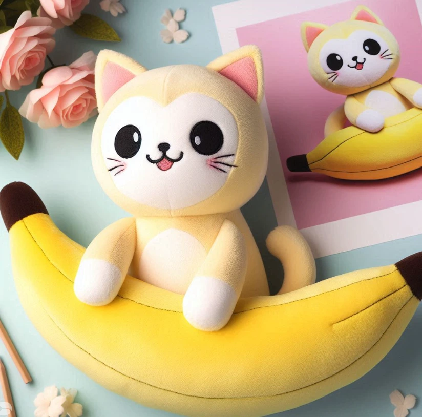 Custom stuffed plush toy custom banana cat doll keychain plush pillow with company logo embroidered 1