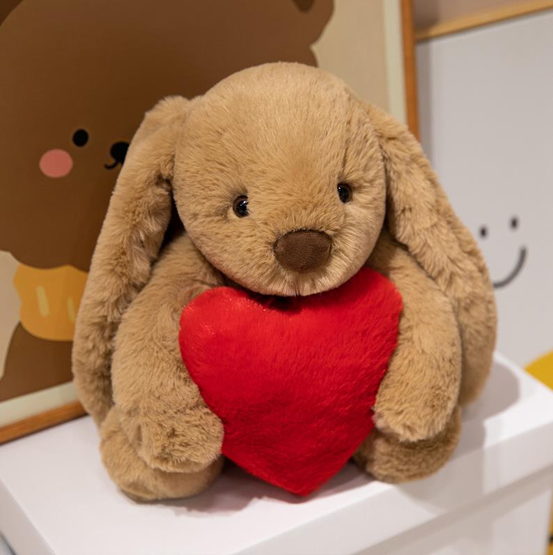 Customized Lovely Long Ears Bunny Plush Toy Cute Rabbit With Red Heart Stuffed Animal Toys 8
