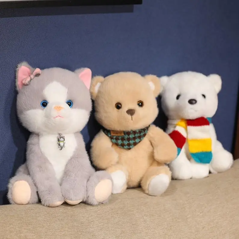Juguetes de peluche de gato, perro, oso, súper lindos, colgante, muñeco de gato, animales de simulación, juguete de peluche 1
