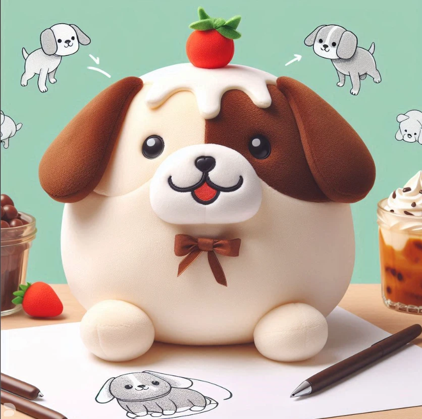 Custom stuffed plush toy custom pudding dog puppy doll keychain plush pillow with company logo embroidered.3 1