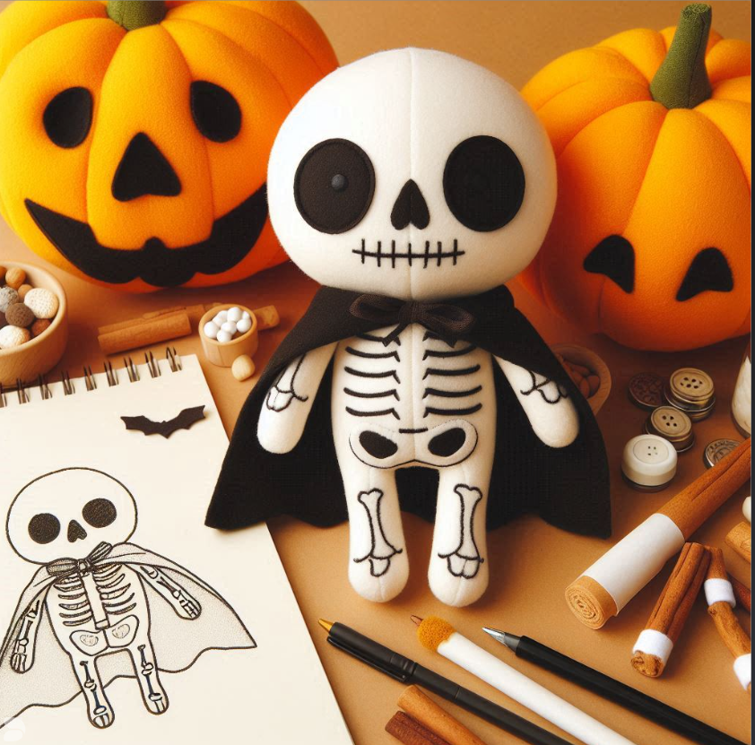 Custom stuffed plush toy custom Halloween Skeleton doll keychain plush pillow with company logo embroidered.1 4