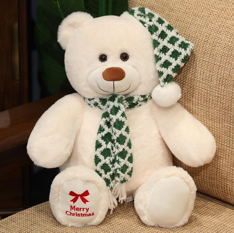 Custom Cute Teddy Bear Stuffed Toys Christmas Bears With Scarf And Hat Plush Doll 11