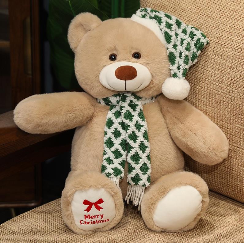 Custom Cute Teddy Bear Stuffed Toys Christmas Bears With Scarf And Hat Plush Doll 12