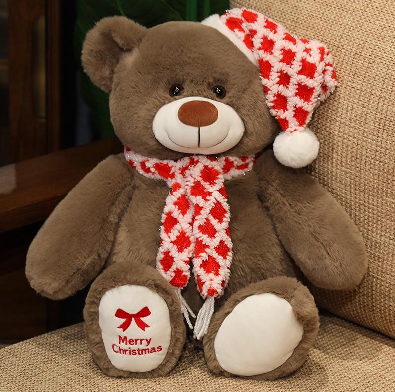 Custom Cute Teddy Bear Stuffed Toys Christmas Bears With Scarf And Hat Plush Doll 9