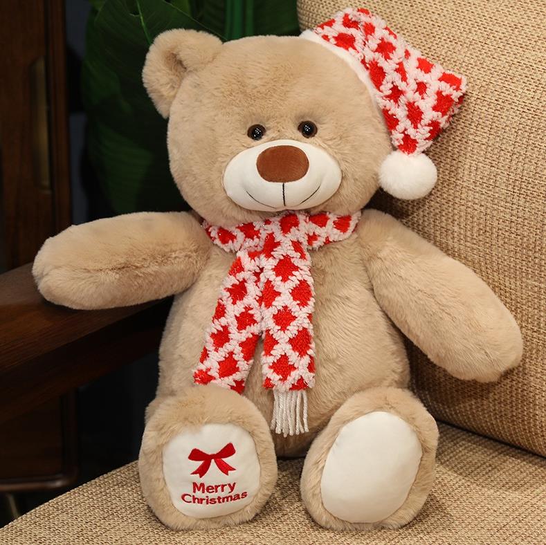 Custom Cute Teddy Bear Stuffed Toys Christmas Bears With Scarf And Hat Plush Doll 13