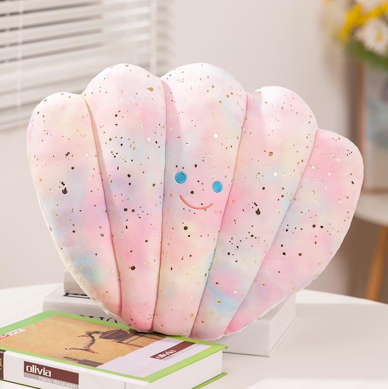 Beautiful Shimmering Pink Shell Pillow Pink Starfish Stuffed Toys Home Decoration 12
