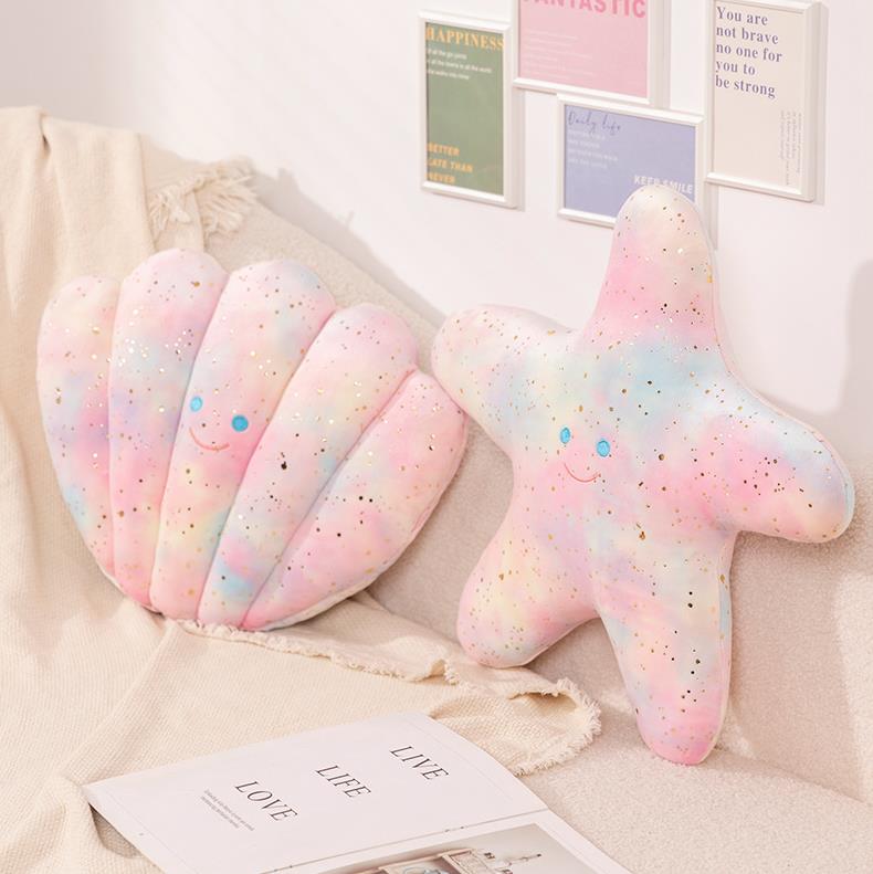 Beautiful Shimmering Pink Shell Pillow Pink Starfish Stuffed Toys Home Decoration 10