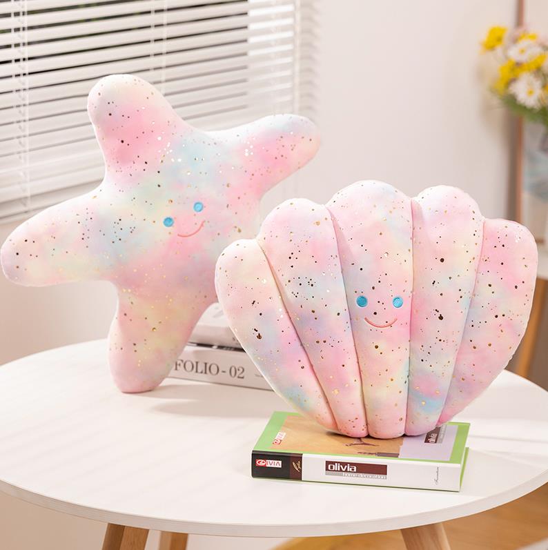 Beautiful Shimmering Pink Shell Pillow Pink Starfish Stuffed Toys Home Decoration 11