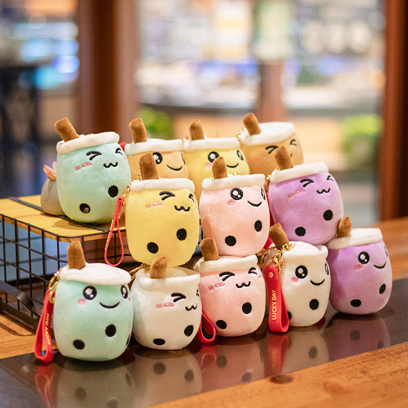Hot Sale Cute Cartoon Design Plush Bubble Tea Wholesale Boba Tea Plush Boba Keychain 8